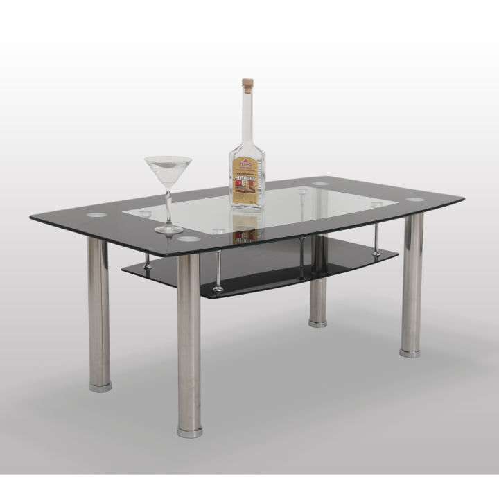 Konferenční stolek, sklo/ocel, BASEL - ERVIN